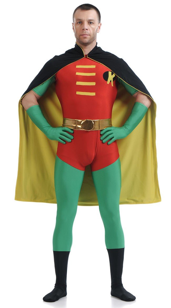 Lycra Spandex Robin Kostume Rød Og Grøn