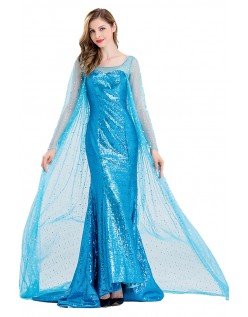 Deluxe Frost Kostumer Isblå Elsa Prinsessekjole Voksen